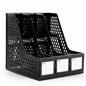 Porta Revista Organizador Triplo Preto