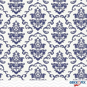 Plastico Adesivo 45CMX15M Arabesco Portugal Azul Rolo