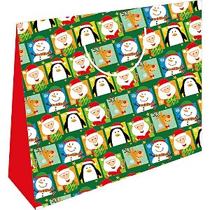 Sacola para Presente Natal Horizontal 40X32X12CM (S) PCT.C/12