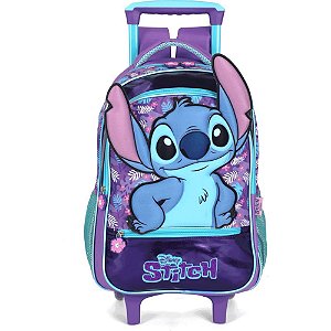 Mochila Infantil com Rodinha STITCH G Roxa