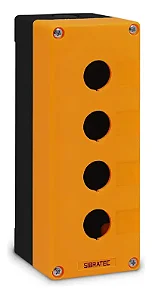 Caixa Plástica BX1/4 Y 4 Furos Amarelo/Preto SIBRATEC