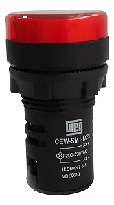 SINALEIRO VERMELHO 220V CEW-SM1-D23 22MM DE RESINA TERMOPLASTICA 50/60HZ-CC