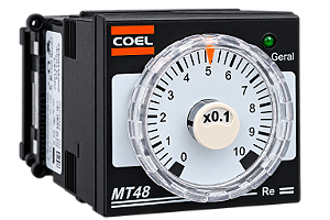 RELÉ DE TEMPO 48X48MM 24VCA/VCC COEL MULTIFUNÇÃO SPDT 8A 250VCA MULTIESCALA