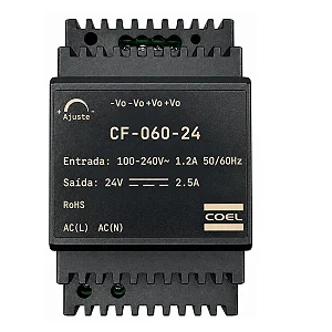 Fonte De Alimentação Chaveada 24v 2,5a 60w Cf-060-24 -Coel