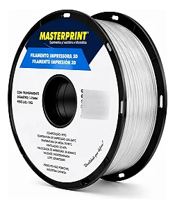 Filamento Impressora 3d Masterprint Petg Transparente 1.75mm 1kg