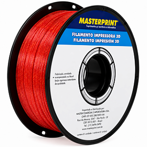 Filamento Impressora 3d Pla 1,75mm 1kg - Masterprint Vermelho c/glitter
