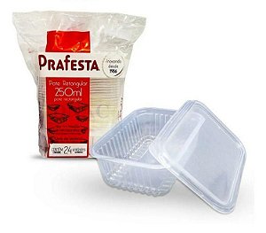 Pote Retangular 250ml PraFesta c/24un