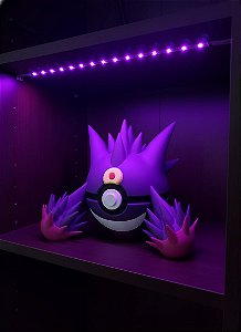 Action Figure Mega Gengar Colecionável em PLA Roxo com Detalhes em Rosa e Dourado
