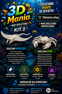 Kit 2 Skeletons Marinhos Articulados – Raia e Caranguejo