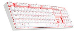 Teclado Mecânico Gamer Redragon Mitra Lunar White Single Color LED Vermelho Switch Azul