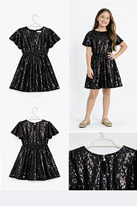 Vestido Feminino Preto Rovitex Elegante Preto Lantejoula