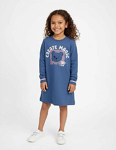 Vestido Moletom Manga Longa Feminino Rovi Kids Urso Forrado