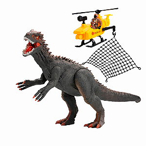 Dinossauro Dino Park Hunters com Helicóptero e Rede - Bee Toys