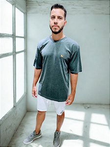 Camiseta Oversized Estonada Verde Musgo
