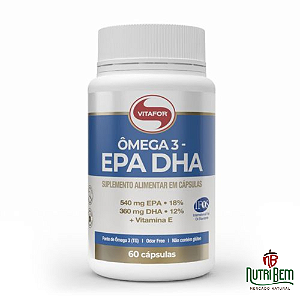 Ômega 3 EPA DHA: Ômega 3 + Vitamina E 60 Cápsulas - Vitafor