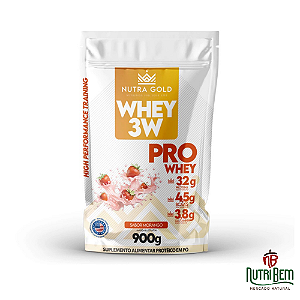 Nutra Whey 3W Morango 900 gramas NutraGold