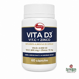 Vita D3 Vitafor – Vitamina C + Zinco 60 Cápsulas