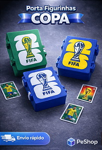 Caixa Porta Figurinhas Copa 2026 com Divisórias | Organizador Portátil com Tampa e Fecho