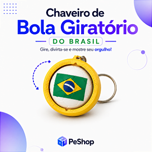 Chaveiro de Bola Giratório Brasil ou Preto e Branco