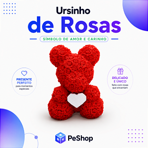 Ursinho de Rosas - Dia dos Namorados -Em Impressão 3D