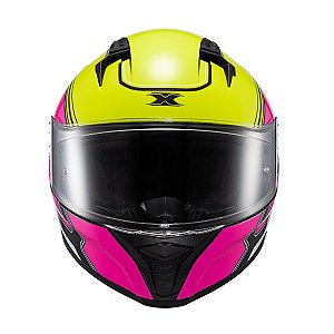 Capacete Texx Fecha Raptor Hornet Verd Ros Branc Bril 62