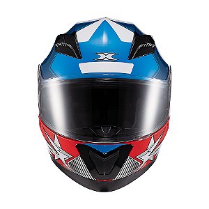 Capacete Texx Strike Superstar Azu Verm Branc Bril 56