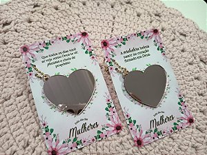 Chaveiro Espelho Acrílico Rosê Coração