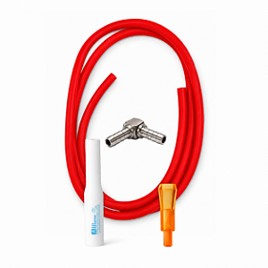 Kit #03 Mangueira (Vermelha) de Sopro + Swivel 1/4 + Bocal de Acrílico + Conector de Silicone