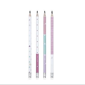 Lápis HB Estampado S2 BRW Resina Plástica Redondo com Borracha Unidade