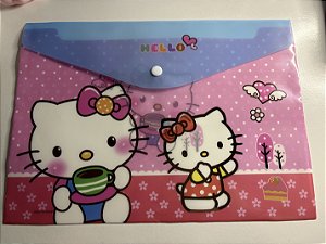 Pasta Envelope Botão Kawaii Hello Kitty – Pasta Organizadora A4 Fofa