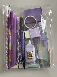 Kit Fofo de Papelaria 15 Itens Sortidos – Escolha Sua Cor | Material Escolar Completo