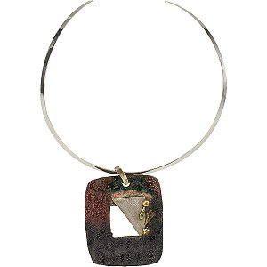 Colar Aro de Prata Com Pingente em Cobre Esmaltado