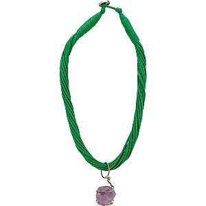 Colar Com Pingente Quartzo Rosa