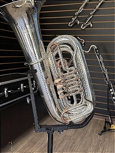 Tuba 4/4 Cerveny CBB-681 c/ 4 rotores e banhada em prata c/ detalhes em cobre (SEMINOVO) #8019
