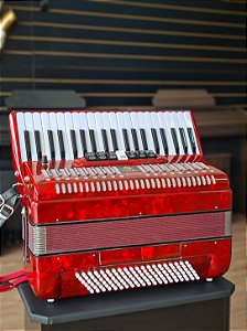 Acordeon 120 baixos e 07 Registros - Schieffer - Vermelho Perolado (VITRINE) #PW2961-cod.001