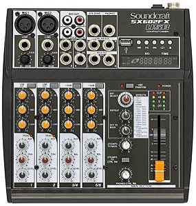 Mesa De Som Usb Analógica Soundcraft SX602 Fx 6 Canais