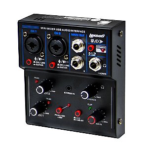 Mesa de Som Analógica Go Mix 2 Lexsen 2 Canais com Interface de Áudio