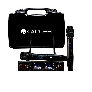 Microfone Kadosh K502M Preto Duplo Sem Fio Recarregável Profissional