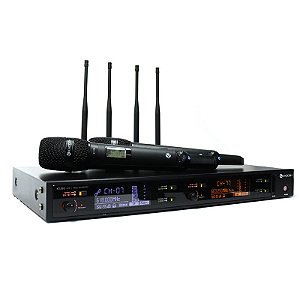 Sistema de Microfone Kadosh K1202M Sem Fio Duplo Profissional Bivolt