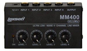 Mixer Áudio Compacto MicroMix Lexsen MM400 de 4 Canais