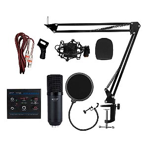 Kit Studiocaster Pack Lexsen Com Mesa de Som Microfone Cond,