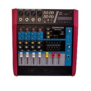 Mesa De Som Analógica Soundvoice MA420X Amplificada 04C EF/EQ de 4 Canais