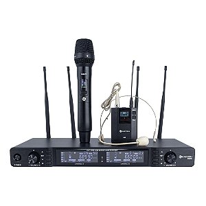 Sistema de Microfone Sem Fio + Headset Kadosh K622C Sistema UHF
