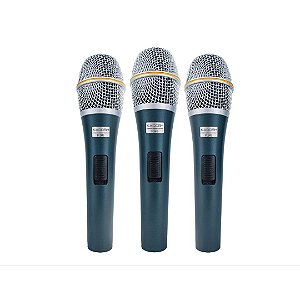 Kit Com 3 Microfones Kadosh K98 + Cachimbo e Case