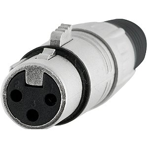 Conector XLR Fêmea 3 Pólos Niquelado HX001F Hyx