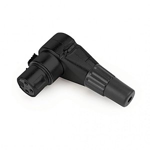 Conector XLR Linha 3 Polos Fêmea SAS3 90 Graus Preto