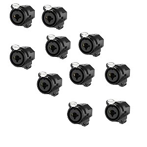 Kit Conector XLR Roxtone RC6FS Painel Combo Fêmea - 10 Unidades