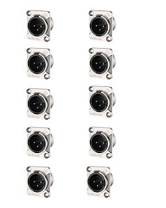 Kit Conector de Painel XLR Macho 3 Polos RX3MD-NT Roxtone - 10 Unidades