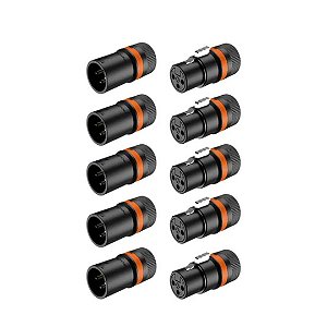 Kit Conector Roxtone Lx3m + Conector Roxtone Lx3F Xlr Fêmea 5 de cada