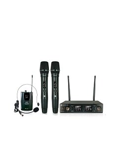 Sistema de Microfone Sem Fio Duplo + Headset Kadosh K502T B6